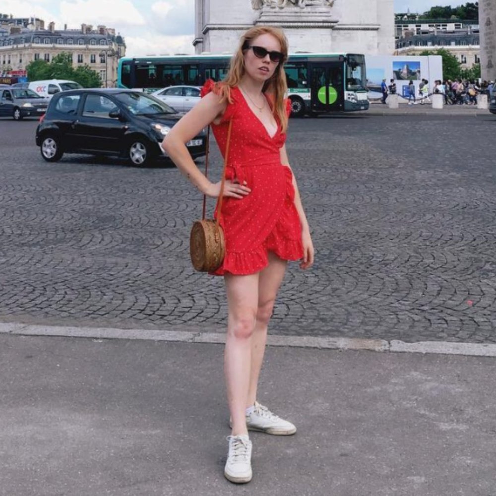 She & Sky Red Wrap Dress